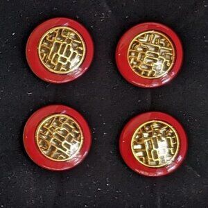 MAGNETIC NUMBER PINS "HAIKU" red & gold SET of 4 New In Box